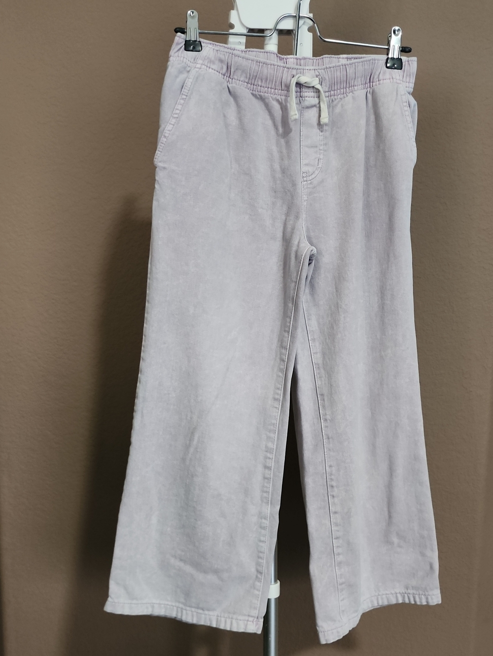 Girl's Light Lavender Wide-Leg Drawstring Pants